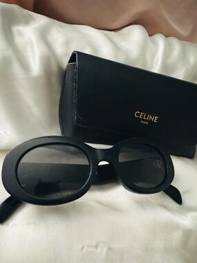Celine Black Oval Sunglasses with Black Case